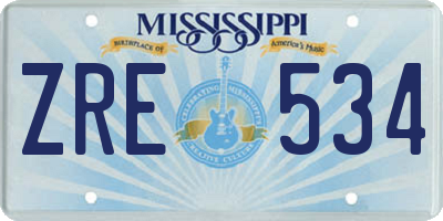 MS license plate ZRE534