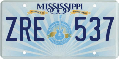 MS license plate ZRE537
