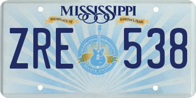 MS license plate ZRE538