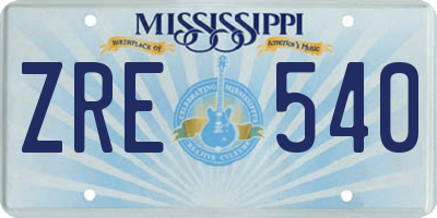 MS license plate ZRE540