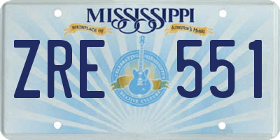 MS license plate ZRE551