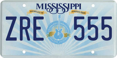 MS license plate ZRE555