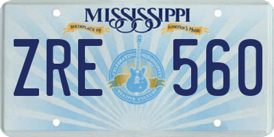 MS license plate ZRE560