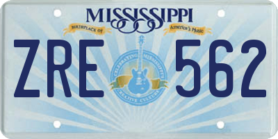 MS license plate ZRE562