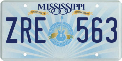 MS license plate ZRE563
