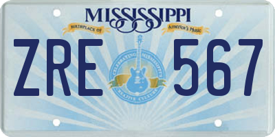 MS license plate ZRE567