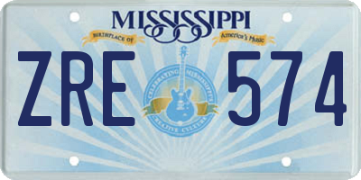 MS license plate ZRE574