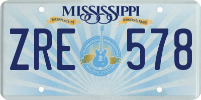 MS license plate ZRE578