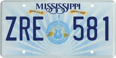 MS license plate ZRE581