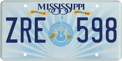 MS license plate ZRE598