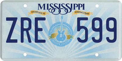 MS license plate ZRE599