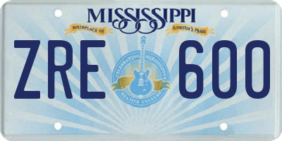 MS license plate ZRE600