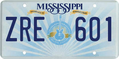 MS license plate ZRE601