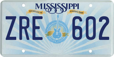 MS license plate ZRE602