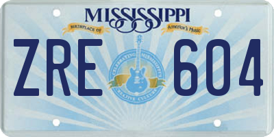 MS license plate ZRE604