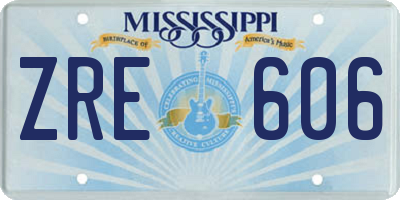 MS license plate ZRE606