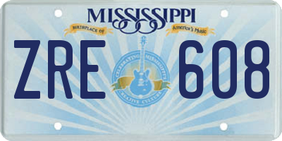 MS license plate ZRE608