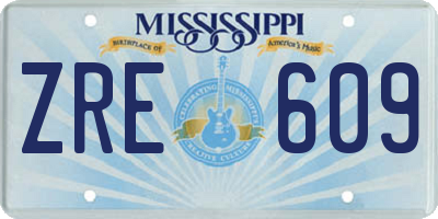 MS license plate ZRE609