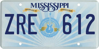 MS license plate ZRE612