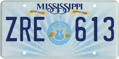MS license plate ZRE613