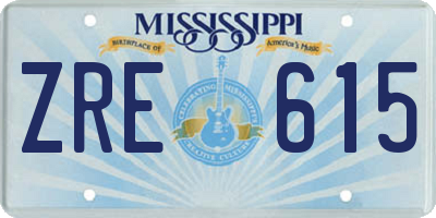 MS license plate ZRE615