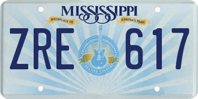 MS license plate ZRE617