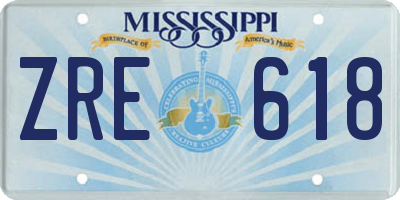 MS license plate ZRE618