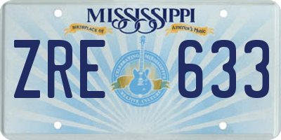 MS license plate ZRE633