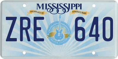 MS license plate ZRE640