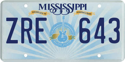 MS license plate ZRE643