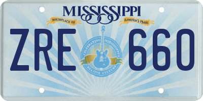 MS license plate ZRE660