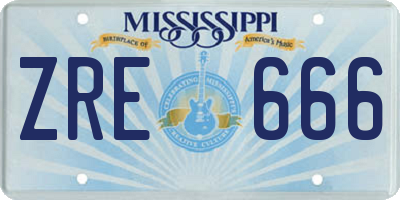 MS license plate ZRE666