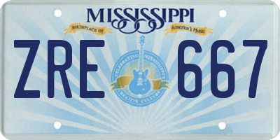 MS license plate ZRE667