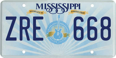 MS license plate ZRE668