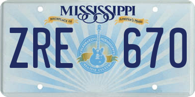 MS license plate ZRE670
