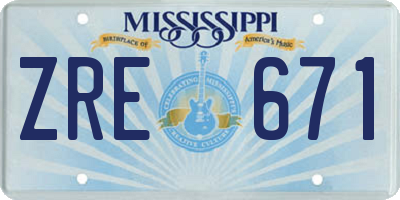 MS license plate ZRE671