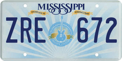 MS license plate ZRE672