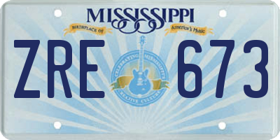 MS license plate ZRE673
