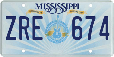 MS license plate ZRE674