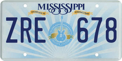 MS license plate ZRE678