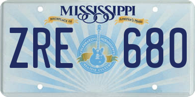 MS license plate ZRE680