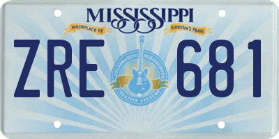 MS license plate ZRE681