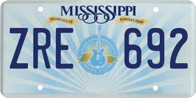 MS license plate ZRE692