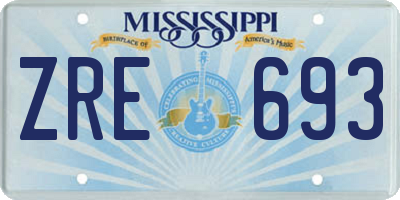 MS license plate ZRE693