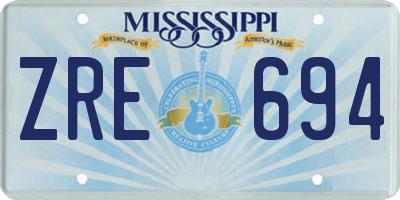 MS license plate ZRE694
