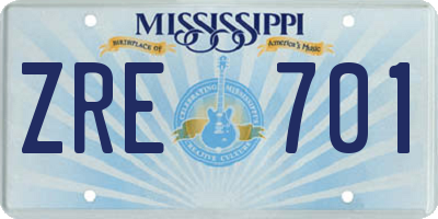 MS license plate ZRE701