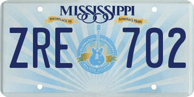 MS license plate ZRE702