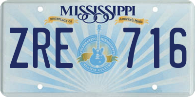 MS license plate ZRE716