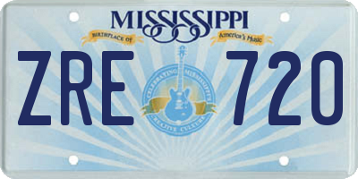 MS license plate ZRE720