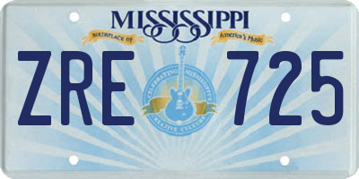 MS license plate ZRE725
